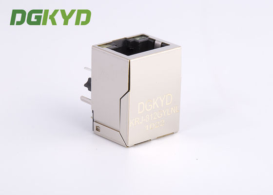 90 Degree Side Entry 100 Megabit Integrated Magnetics RJ45 Connector Single Port