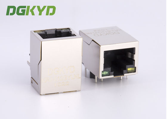 90 Degree Side Entry 100 Megabit Integrated Magnetics RJ45 Connector Single Port