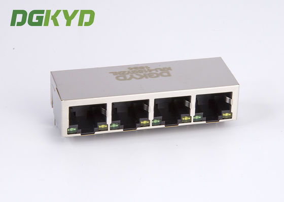 4 Port RJ45 Multiple Port Connectors With 100M Magnetics Module