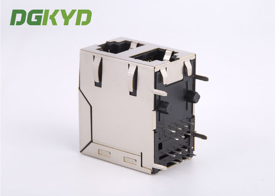 2x1 Modular Jack Stack Dual Port RJ45 Magnetics 100Mb Ethernet Connector