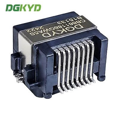 Single Port Sinking Plate 8.6 RJ45 Ethernet Connector SMD Interface Half Package Shielding DGKYDCB861188GWA5SB15133