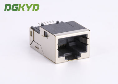 PCB Mount shielded low profile single port RJ45 Ethernet connector Female cat5 jack