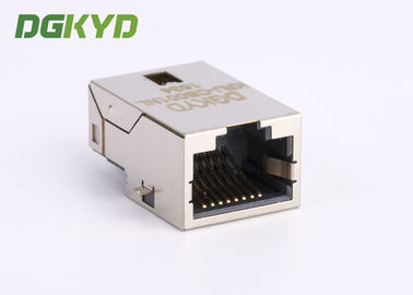PCB Mount shielded low profile single port RJ45 Ethernet connector Female cat5 jack
