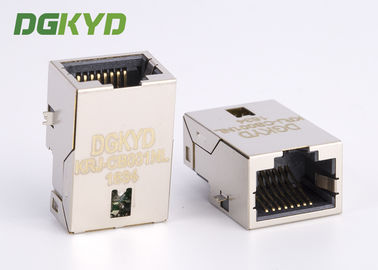 PCB Mount shielded low profile single port RJ45 Ethernet connector Female cat5 jack