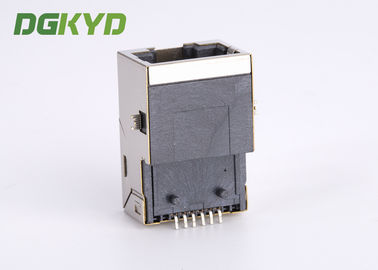 PCB Mount shielded low profile single port RJ45 Ethernet connector Female cat5 jack