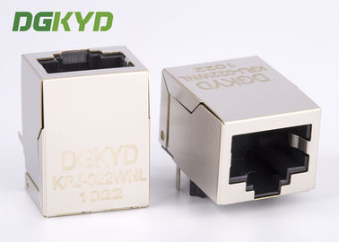 Front Pin Integrated Magnetics RJ45 Modular Jack With Copper Alloy Shell
