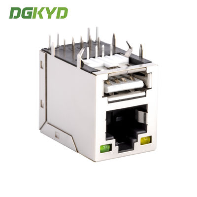 Integrated Tab Up RJ45 USB Network Connector with usb 2.0 for PCMCIA Net Card KRJ-USB02YGZNL
