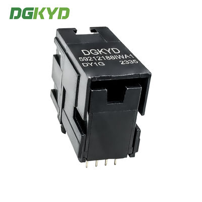 RJ45 network port 2X1 stacked built-in non variable filter, no light, all plastic network interface DGKYD59212188IWA1DY1G