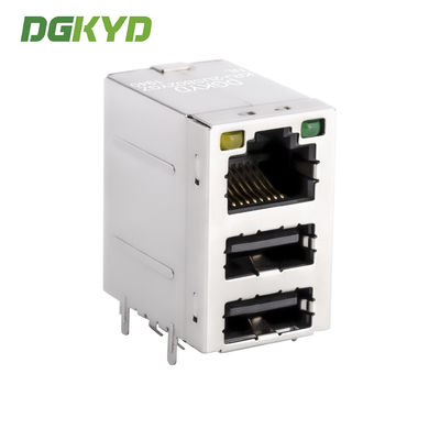 Cat3 RJ45 Connector Stack Over Dual USB 2.0 A Type With Y/G Led KRJ-2USB02YGZNL