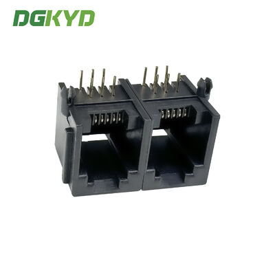 RJ11 female socket interface Double ports socket Full plastic lightless connector Industrial Ethernet port DGKYD5521E1266IWA1DY1
