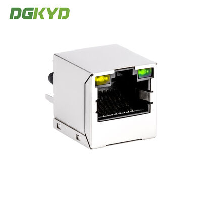 Custom 180 Degree Top Entry EMI 8P8C RJ45 Jack Cat 5 Ethernet Connector With POE KRJ-184POENL
