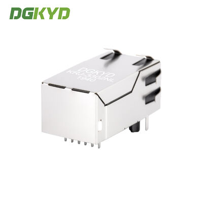 Customized 1000M 33.0mm Single Port 6 Pin Rj45 Connector with Transformer / Leds KRJ-3302NL