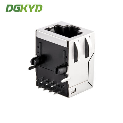 Shielded Single Port RJ45 PCB Connector with Transformer for Megabit Ethernet