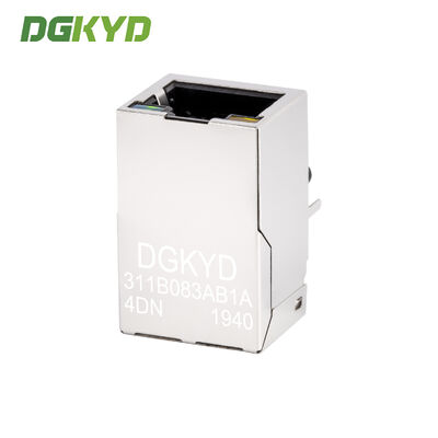 100Mbps Shielded RJ45 Ethernet Connector with Integrated Transformer and LED Indicators