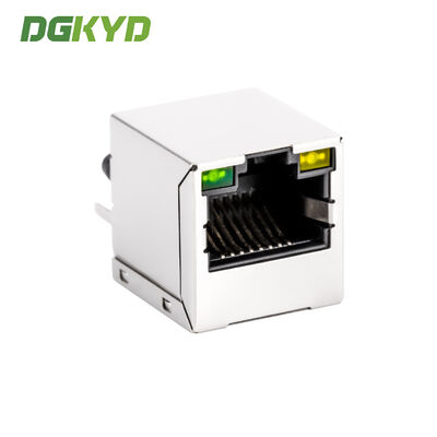 Vertical Gigabit Integrated Filter Single Port RJ45 Shielded Connector Ethernet RJ45 Connector for PCB Mount