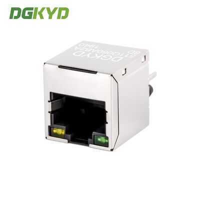 Vertical Gigabit Integrated Filter Single Port RJ45 Shielded Connector Ethernet RJ45 Connector for PCB Mount
