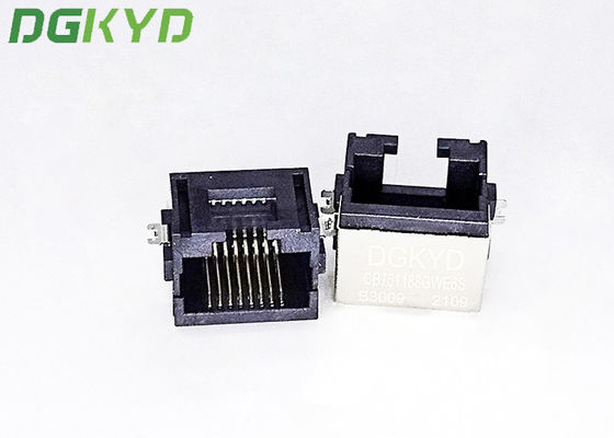 Single Port Tab Up SMD RJ45 Connector Socket With LED Sink Plate 7.5 DGKYDCB751188GWE6SB3009