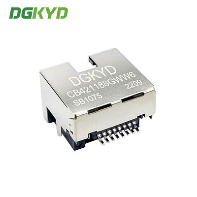 SMD Sinking Plate Type 8P8C Modular Female RJ45 LED Connector DGKYDCB421188GWW6SB1075