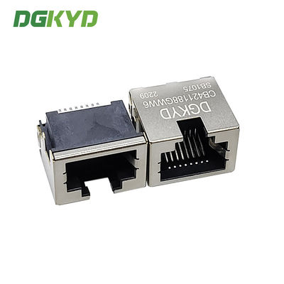 SMD Sinking Plate Type 8P8C Modular Female RJ45 LED Connector DGKYDCB421188GWW6SB1075