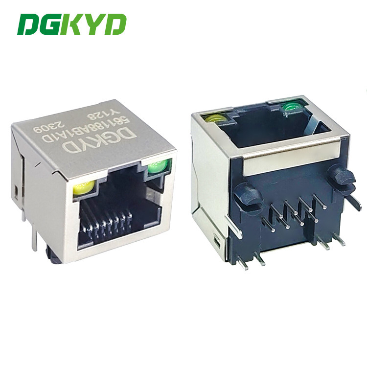 DGKYD561188AB1A1DY128 Network Socket 8P8C Connector Horizontal With Lamp / Shield