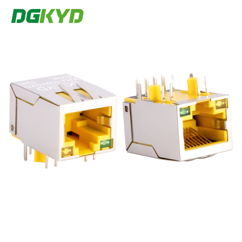 10/100 baseT RJ45 connector industrial Ethernet socket PCB connector with LAN Filter for Adsl, yellow housing KRJ-109YGZDEYNL