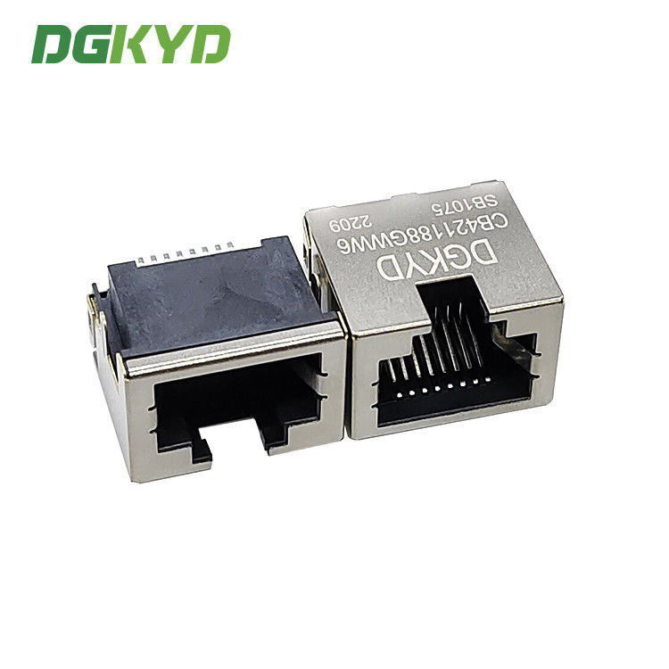 SMD Sinking Plate Type 8P8C Modular Female RJ45 LED Connector DGKYDCB421188GWW6SB1075