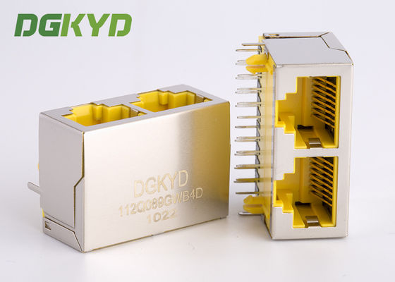 Transformador trapezoidal portuario del CAT 6 2 agrupados RJ45 Jack Combo With Gigabit Ethernet