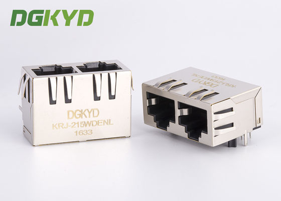 Conector trapezoidal modular magnético de Tab Down Ganged Double Port Jack Cat 5e Rj45