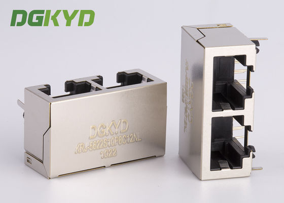 1x2 Tow Port Shielded Rj agrupado 45 Jack Without Internal Filter modular, 10p8c