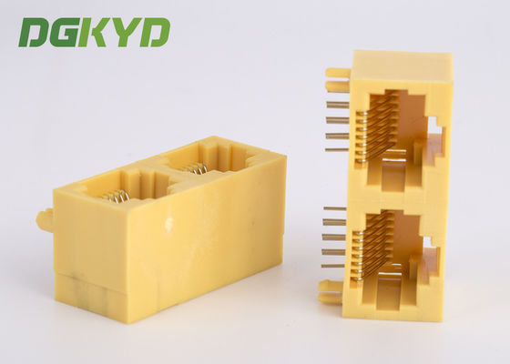 Plástico amarillo de la entrada lateral de KRJ-56S1X2WDWKNL que contiene la red portuaria 2 RJ45 Jack