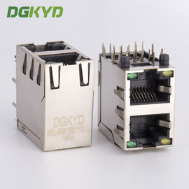 Enchufes modulares de la cubierta 2 de los puertos RJ45 del receptáculo de Ethernet dual del conector con Y/G LED