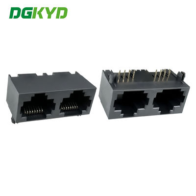 Conector de puerto de red de plástico completo con conector de puerto de red femenino RJ45 8P8C con doble puerto DGKYD561288IWA1DY1