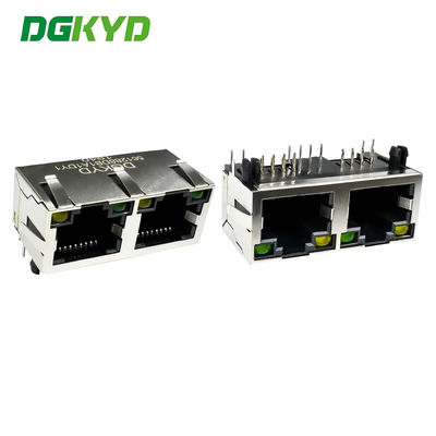 Interfaz horizontal RJ45 8P8C con luz, resorte de blindaje, puerto de malla redonda con aguja DGKYD561288DB1A1DY1
