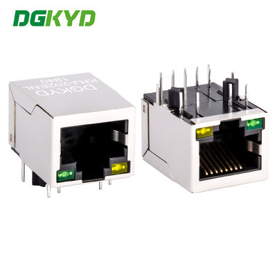 Conector Ethernet Cat6a con blindaje metálico Femenino RJ45 con transformador, G/Y LED KRJ-202ENL