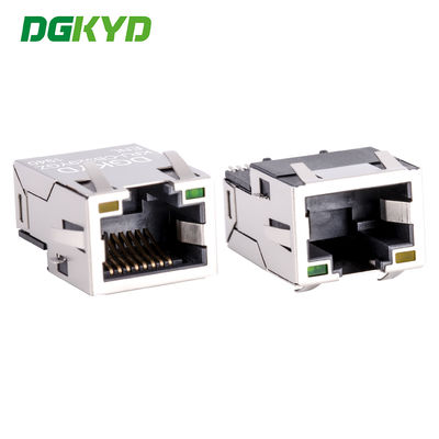 Conector Ethernet RJ45 chapado en oro, de puerto único, con pestaña hacia arriba, SMD, Cat6, perfil extra bajo