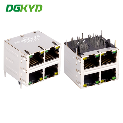 Escudo 2X2 doble cubierta 4 puertos 1000M Cat6 RJ45 conector modular con filtro Ethernet DGKYD22Q077DB2A4D068