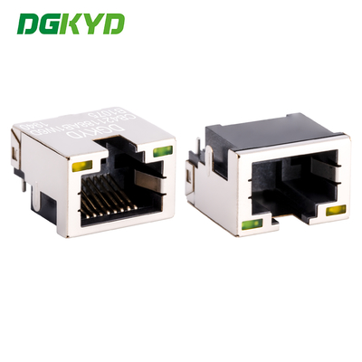 Conector RJ45 SMT de bajo perfil con blindaje metálico, conector RJ45 SMT para placa de circuito, 4.2 DIP con blindaje y luz DGKYDCB421188AB1W6DB1075