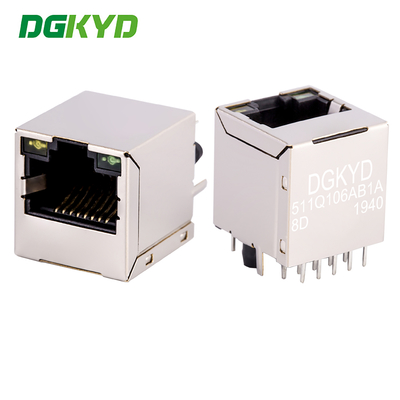 Puerto Ethernet de 180 grados conector vertical RJ45 Gigabit filtro integrado DGKYD511Q106AB1A8D