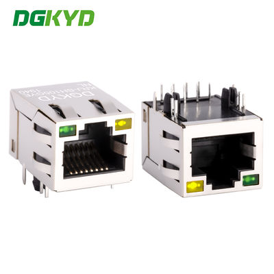 Conector de puerto de red RJ45 con transformador integrado de 100 Mbps con luz y blindaje KRJ-SH105GYENL