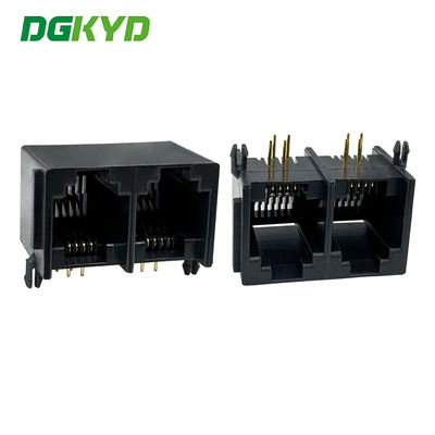 Conector de puerto Ethernet RJ11 1X2 con interfaz de oreja 6P6C DGKYD5523E1266IWA1DY4