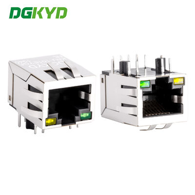 Conector de cabeza de cristal RJ45 conector femenino con luz y cubierta de blindaje KRJ-101EYGENL