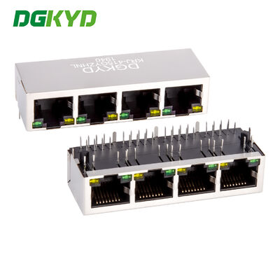 Conector RJ45 de cuatro celdas KRJ-415GYZHNL, filtro integrado de 100 Mbps, zócalo de puerto de red industrial