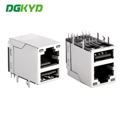 Conector RJ45 Gigabit RJ45+USB2.0 con LED sin resorte KRJ-008QGYGWUSBNL