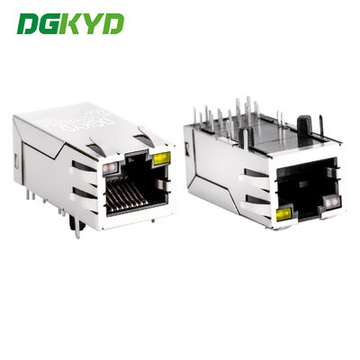 Conector LED G/O/Y DGKYD411Q117DF5A1DP de Ethernet del POE 12 Pin Single Port RJ45 de la banda del gigabit
