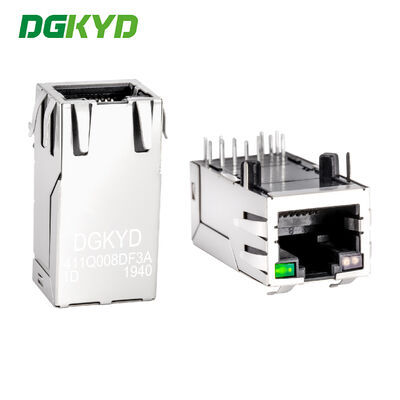 Conector de red de filtro de puerto único RJ45 con luz y blindaje PBT DGKYD411Q008DF3A1D