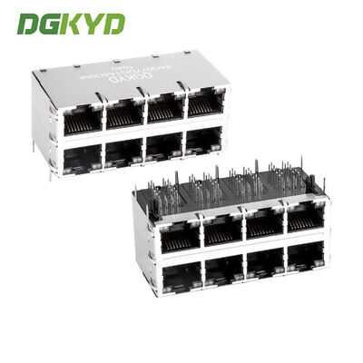 Conector de doble cubierta 2x4 RJ45 personalizado con rendimiento de velocidad Cat6 y montaje de entrada lateral