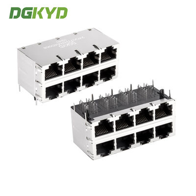 Conector RJ45 de 8 puertos Gigabit Ethernet con magnéticos para redes de alta velocidad