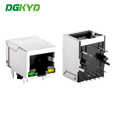 Conector Gigabit RJ45 de grado industrial con carcasa blindada e indicador LED