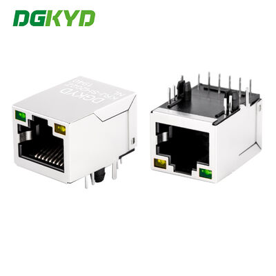Conector RJ45 de puerto único KRJ-SH202ZNL Gigabit con filtro, indicador LED y blindaje para puerto Ethernet industrial
