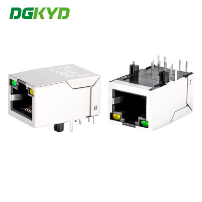 Conector RJ45 KRJ-SH256GYNL con filtro 100Base, indicador LED y jack modular RJ45 blindado